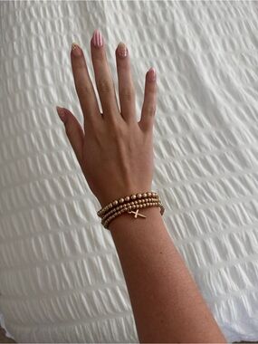 NEVER WORN Gold Beaded Cross Wrap Bracelet - Women's Jewelry
